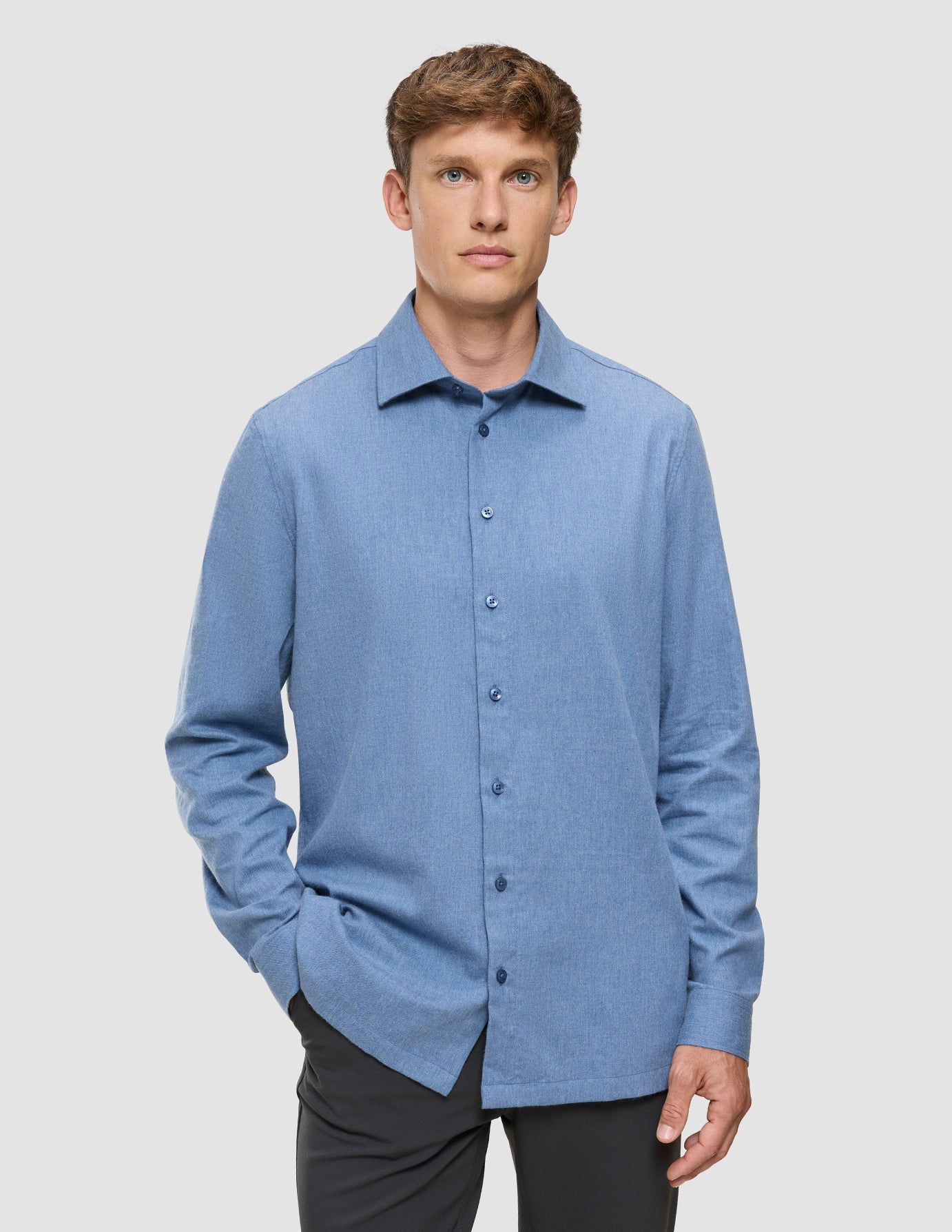 Soft Flannel Shirt Dusky Blue
